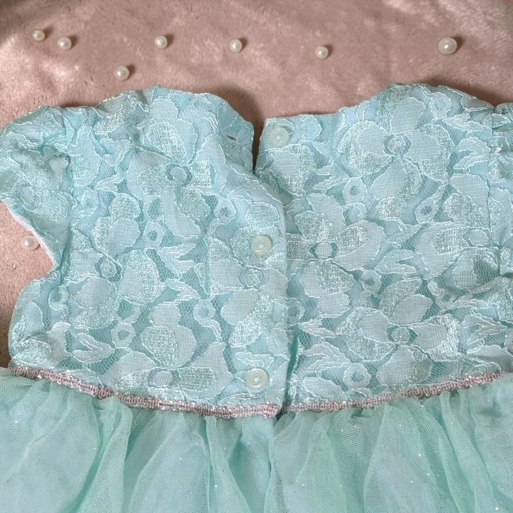 VTG Healthtex Mint Green Lace Tulle Tutu Dress Toddler Girls Size 4T Party Y2K‎